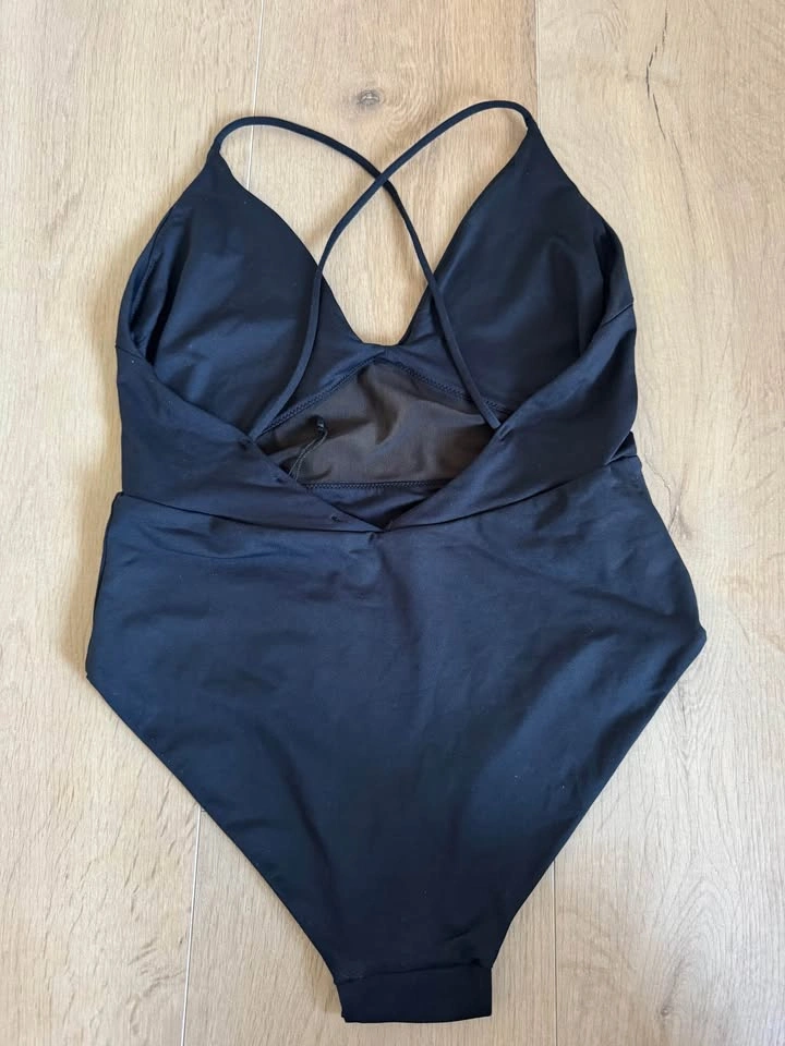 Zara Black Mesh Cut-Out Criss-Cross Straps One-Piece Swimsuit S - photo 3