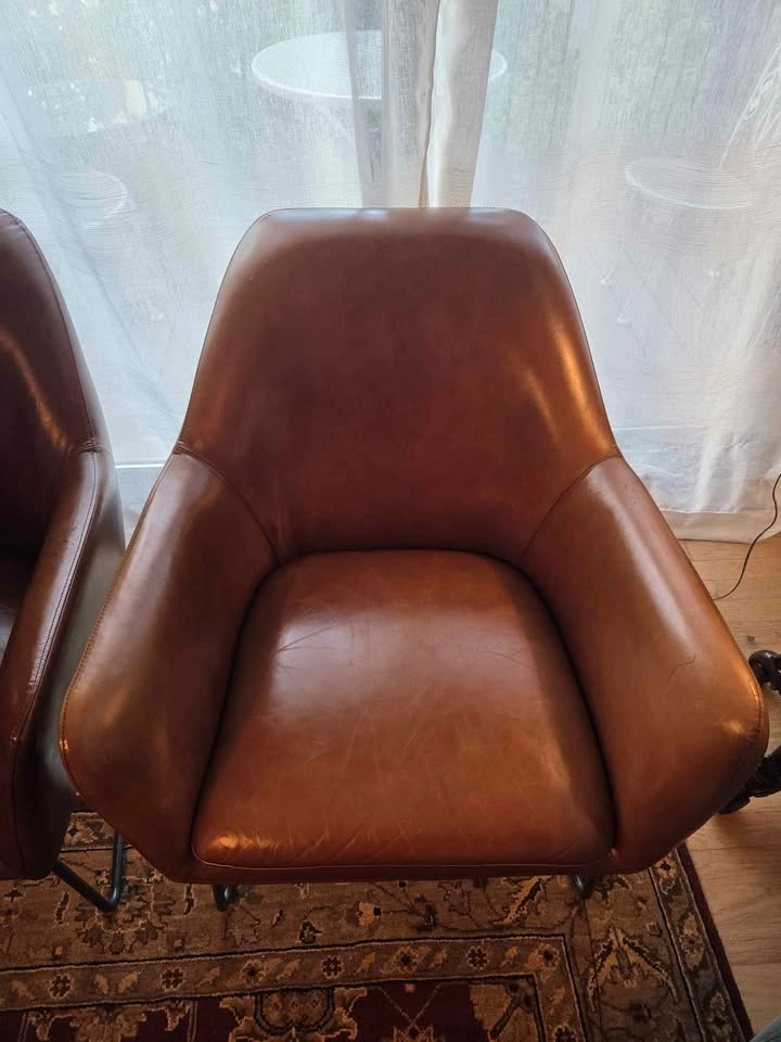 Crate and Barrel Clancy Leather Accent Chair Pair - photo 2