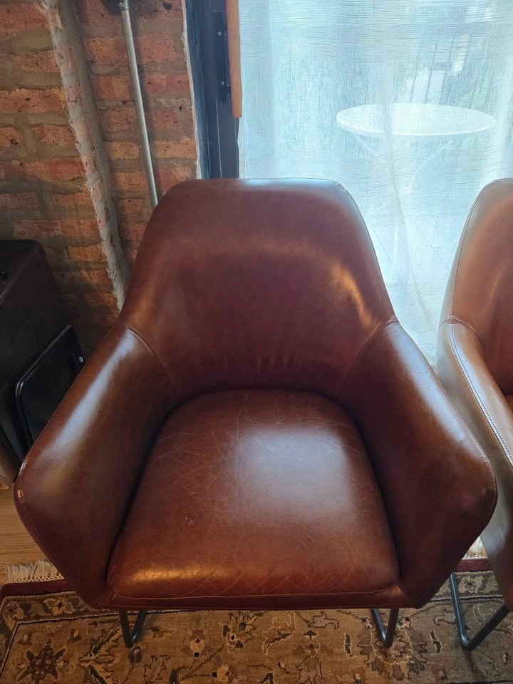 Crate and Barrel Clancy Leather Accent Chair Pair - photo 3