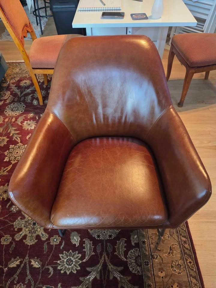 Crate and Barrel Clancy Leather Accent Chair Pair - photo 4