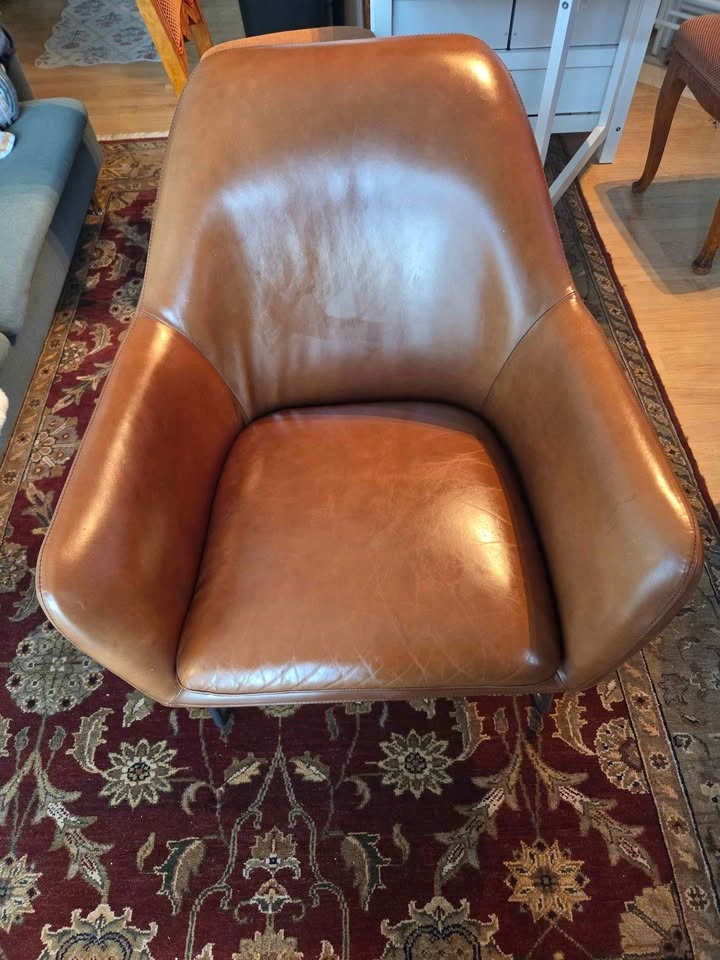 Crate and Barrel Clancy Leather Accent Chair Pair - photo 5