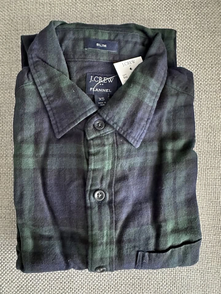 J.Crew Men's Slim Plaid Flannel Shirt Size: XS BNWT⚽️