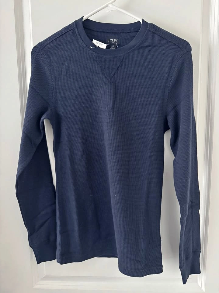 J.Crew Men's Waffle Crewneck Navy Pullover ~ XS BNWT⚽️