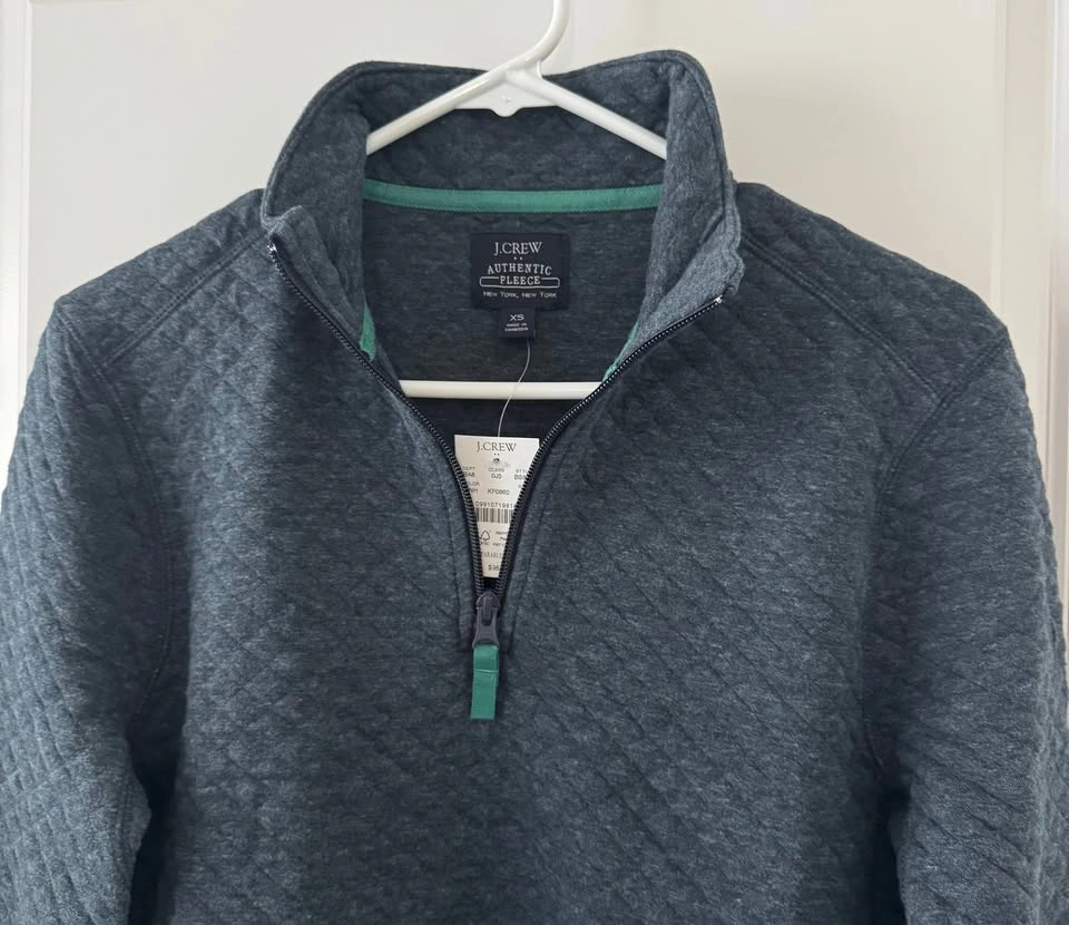 J.Crew Men's Quilted Half-Zip Pullover ~ XS BNWT⚽️ - photo 2