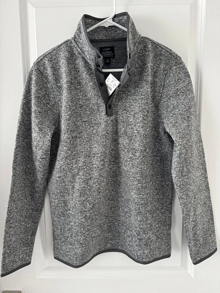 J.Crew Men's Marled Fleece Half-Snap ~ XS BNWT⚽️
