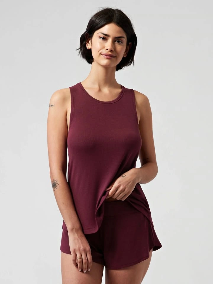 Athleta Well Rested Burgundy Rib Sleep Tank ~ Medium NEW⚽️