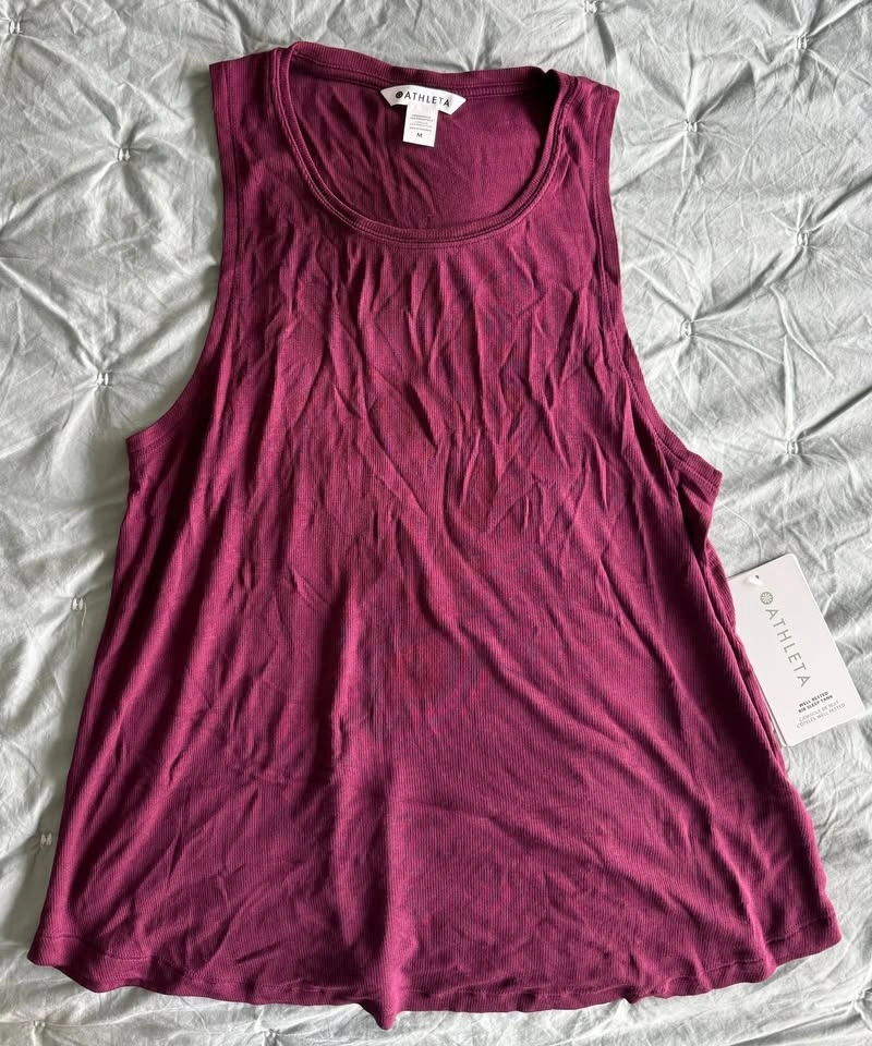 Athleta Well Rested Burgundy Rib Sleep Tank ~ Medium NEW⚽️ - photo 2