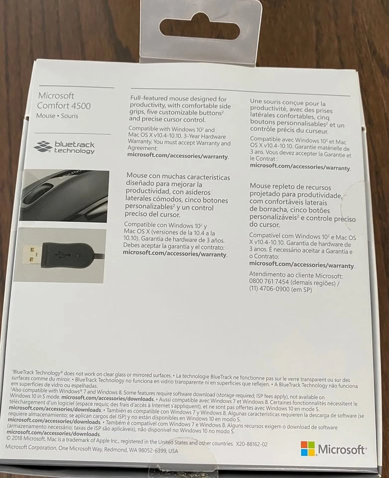 Microsoft Comfort Mouse 4500 - Wired USB ~ Brand NEW ⚽️ - photo 2