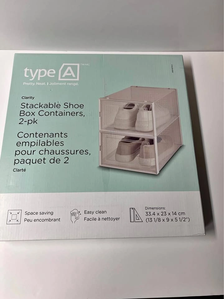 ⚽ 2 pcs. stackable shoe boxes container