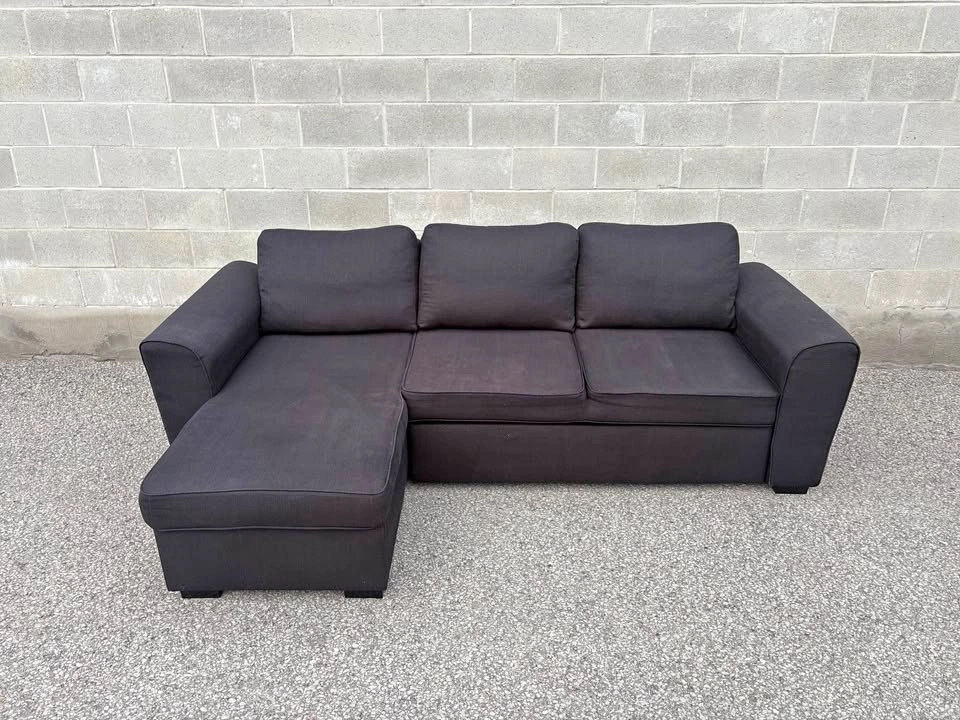 Dark Grey Sectional Sofa Bed with Storage - Free Delivery