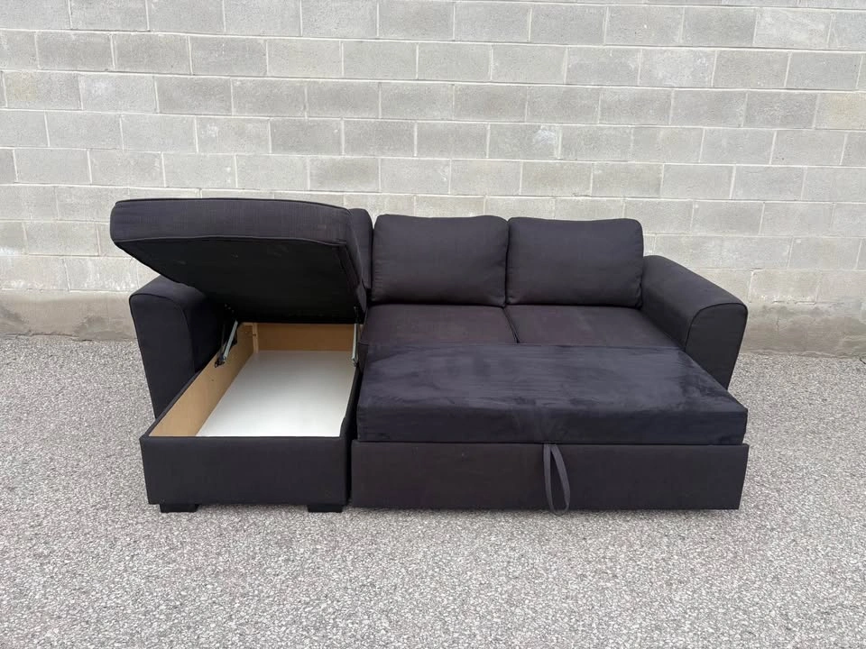 Dark Grey Sectional Sofa Bed with Storage - Free Delivery - photo 2