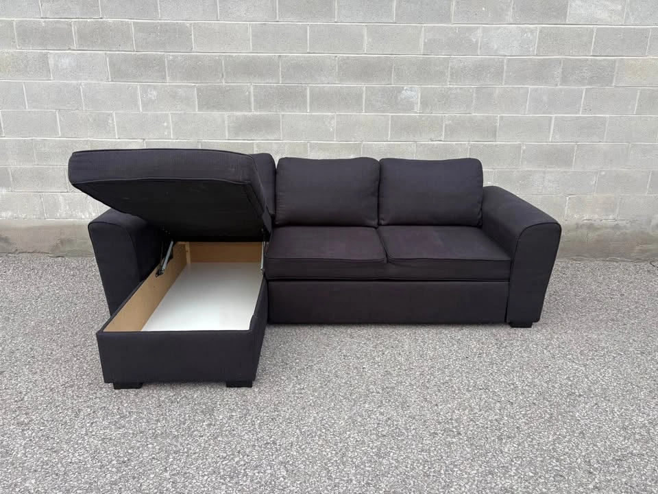Dark Grey Sectional Sofa Bed with Storage - Free Delivery - photo 3