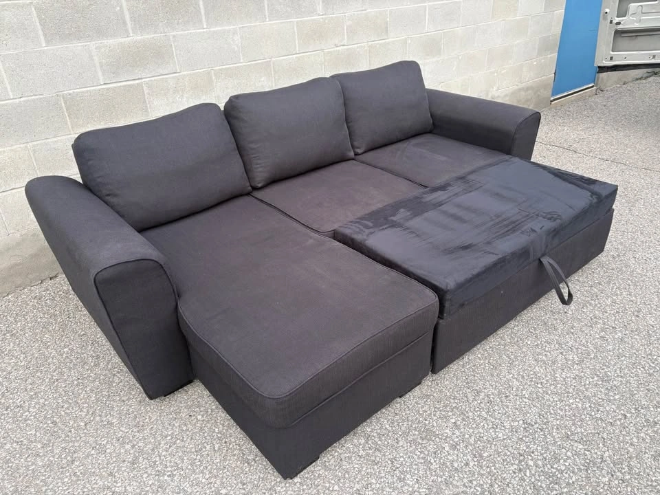 Dark Grey Sectional Sofa Bed with Storage - Free Delivery - photo 4