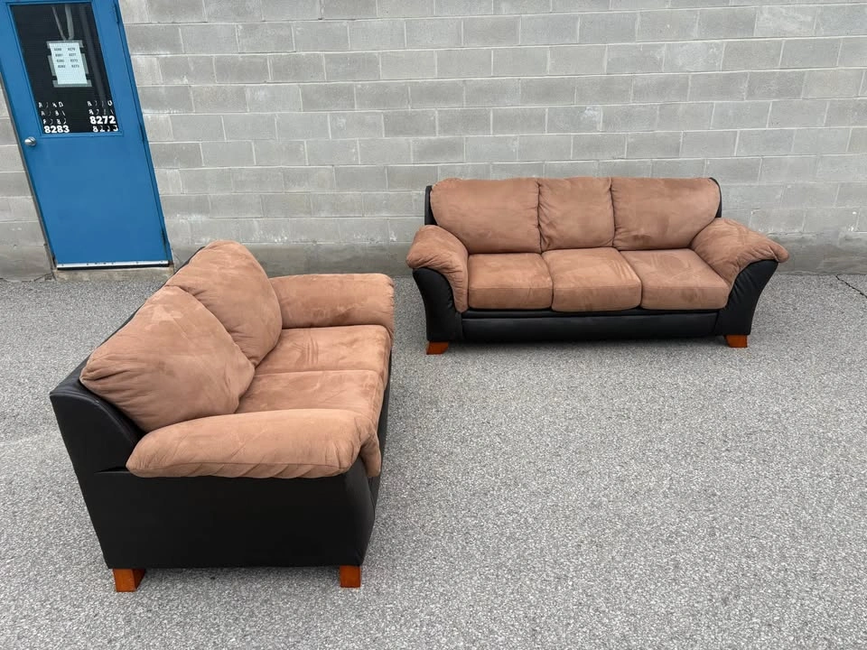 Beige & Brown 2 Piece Sofa Set - Free Delivery - photo 2