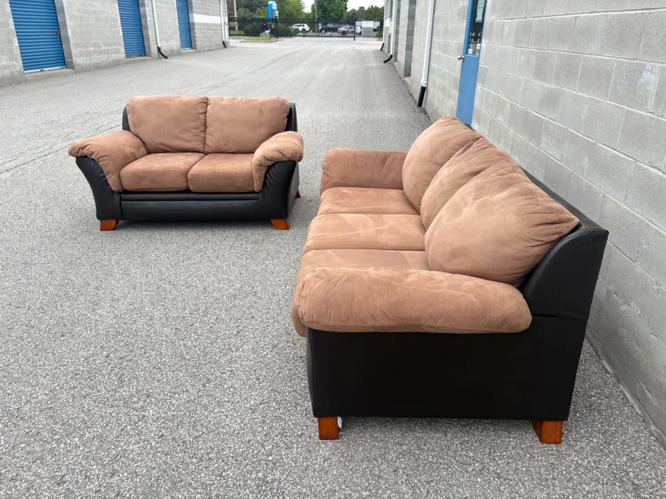Beige & Brown 2 Piece Sofa Set - Free Delivery - photo 3