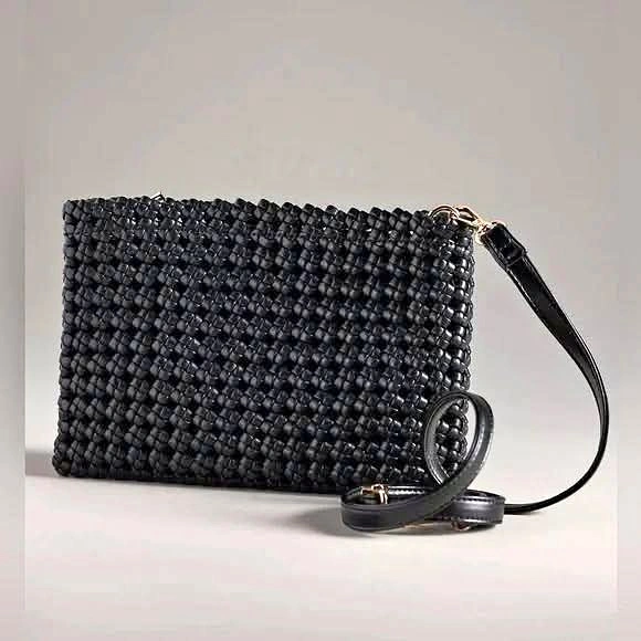 Anthropologie The Kalani Woven Knot Clutch - Black BNWT⚽️