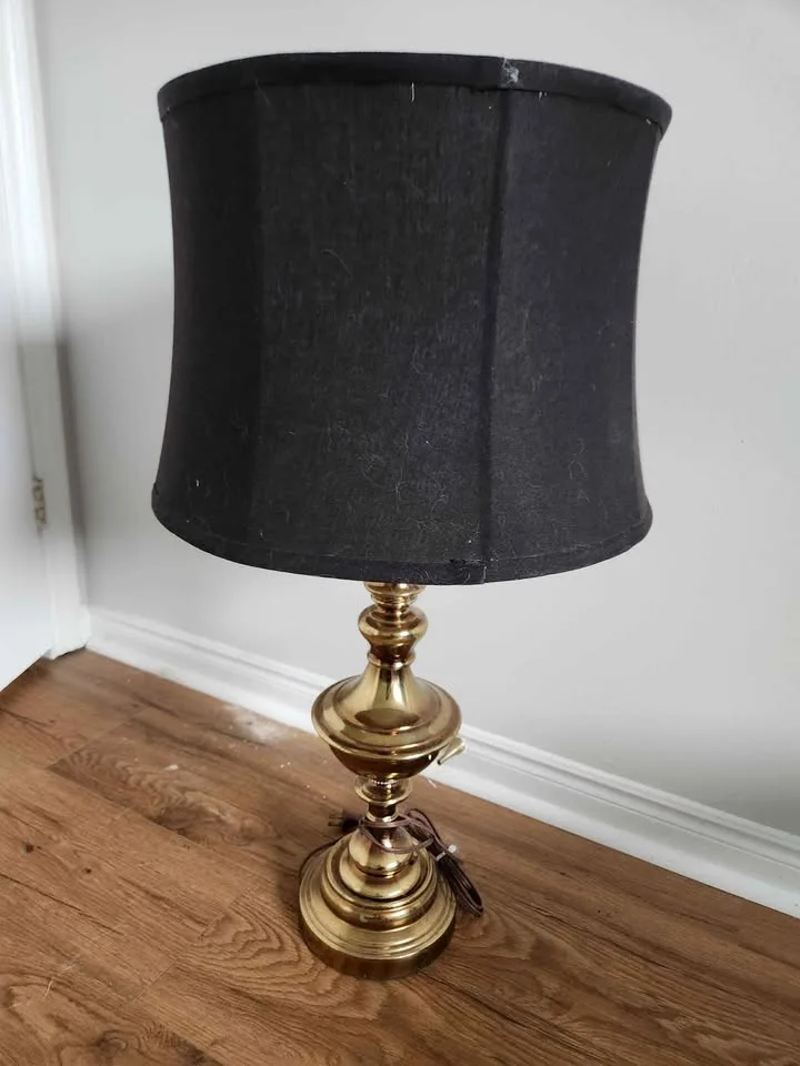 Retro Brass Lamp with Black Lamp Shade image indicator(2)