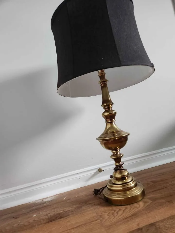 Retro Brass Lamp with Black Lamp Shade image indicator(3)