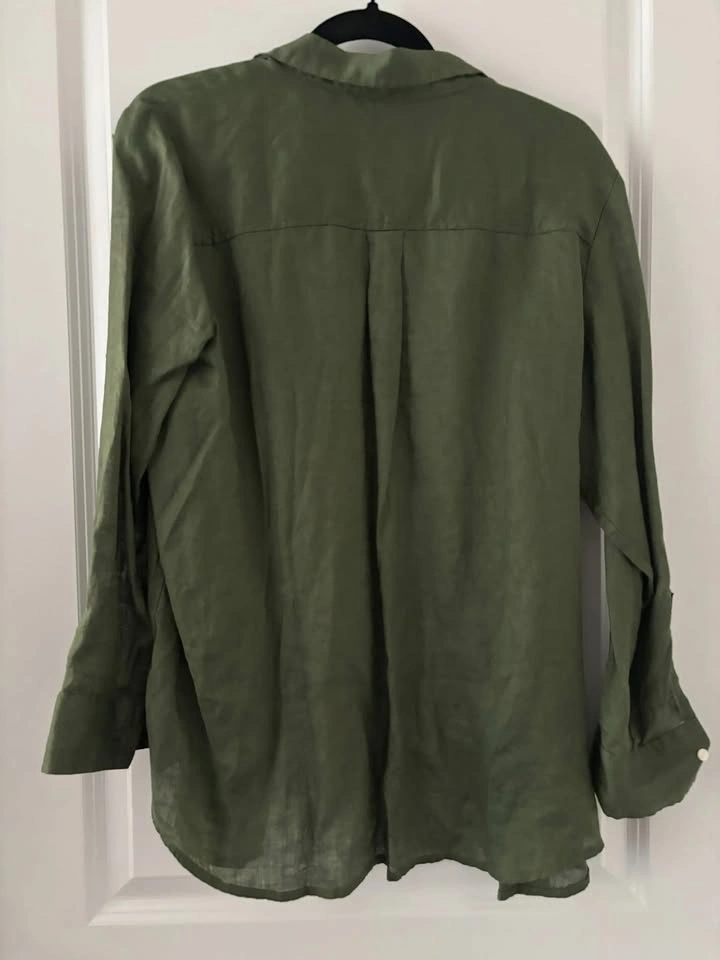 GAP Women's Linen Boyfriend Shirt - Jungle green - Size MP⚽️ - photo 2
