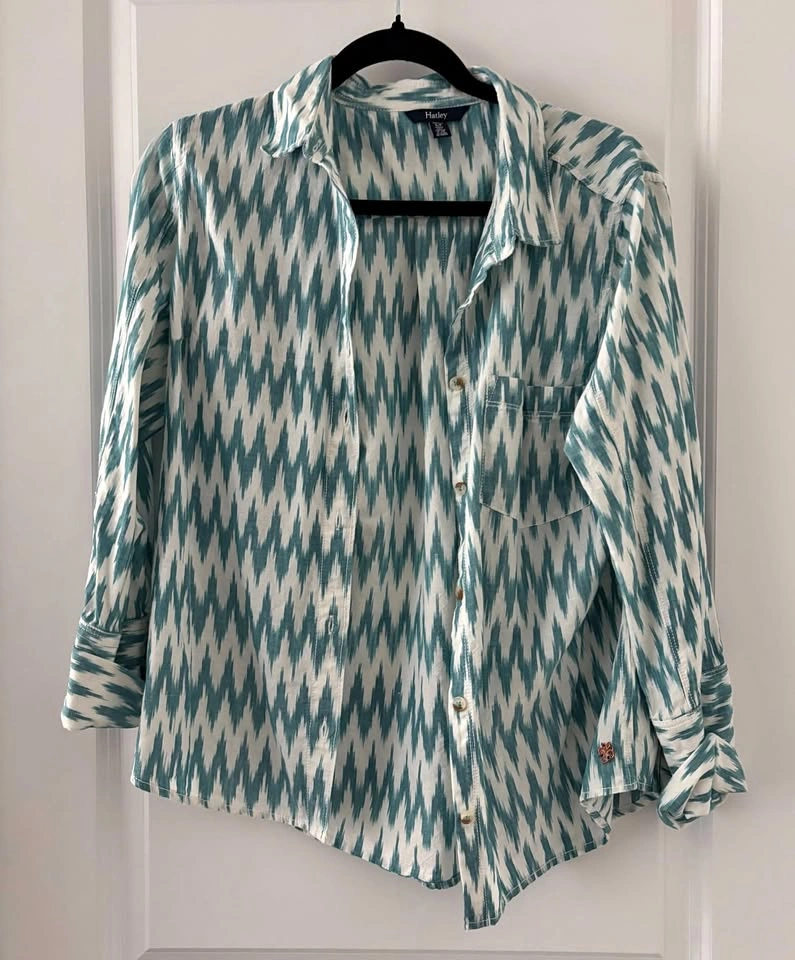 Hatley Women's Cotton Cindy Shirt - Zig Zag Ikat - Small⚽️