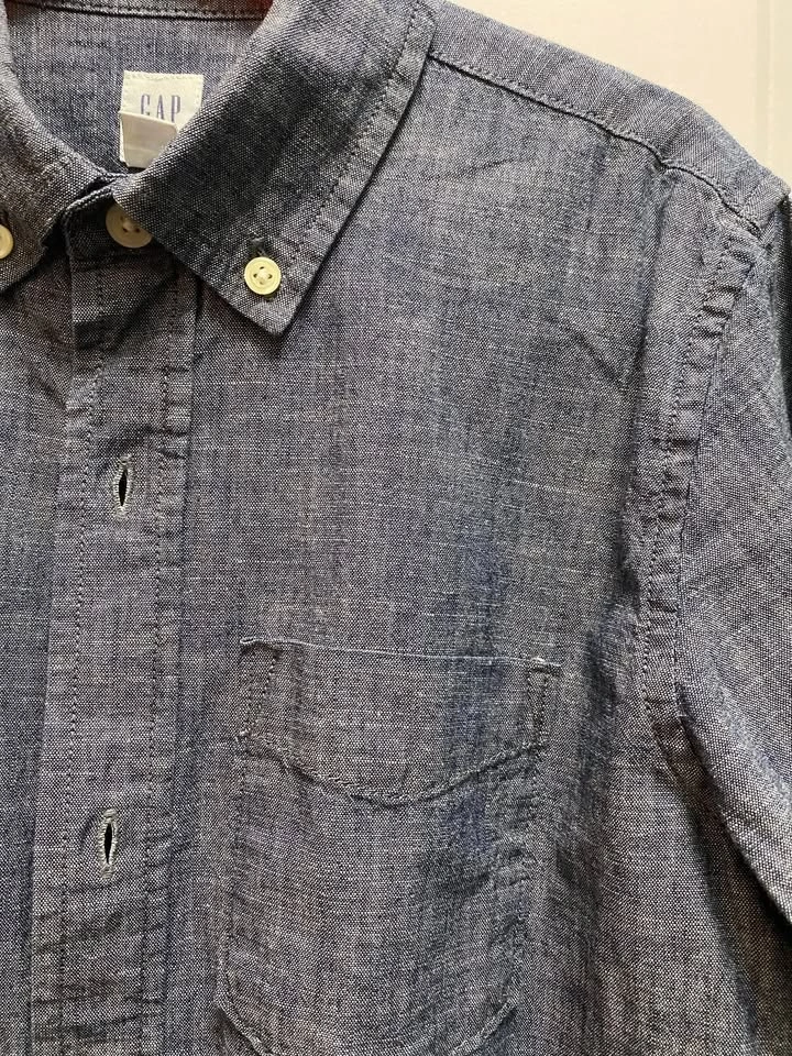 GAP Kids Chambray Button-Down Shirt ~ Size L (10)⚽️ - photo 2
