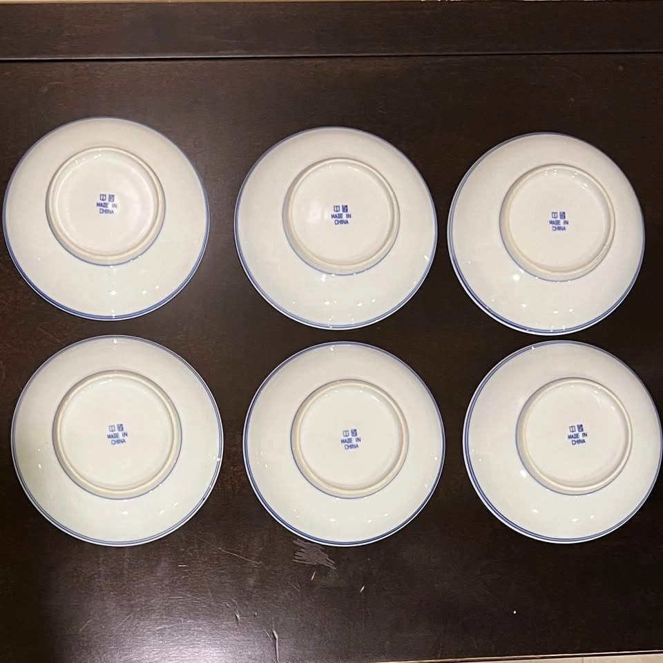 Set of 6 Vintage Blue Willow Pattern 5.5” Deep Plates - photo 2