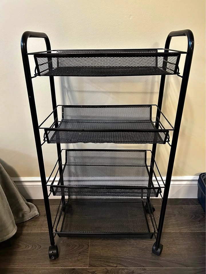 Rolling Metal Storage Cart (4-Tier Organizer)