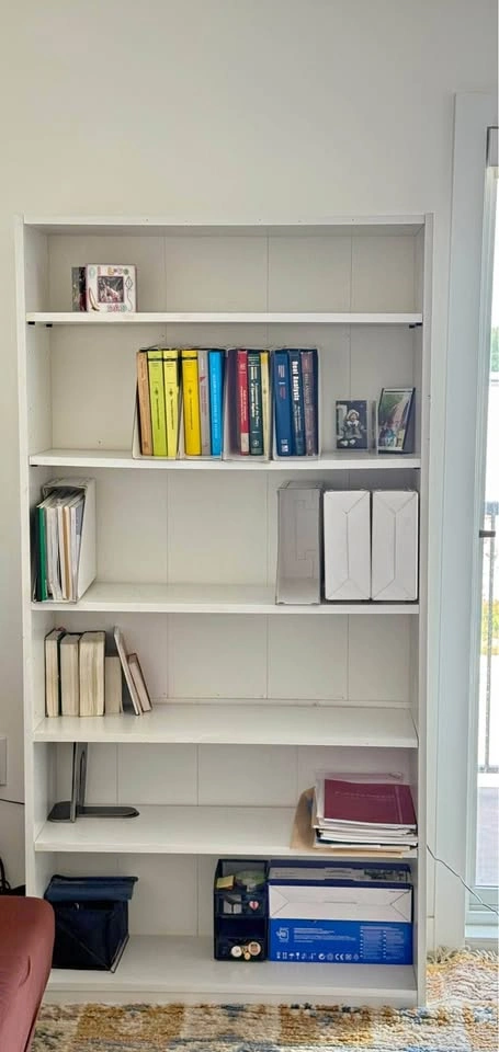 White 6-Shelf Bookcase (90x30x180 cm)