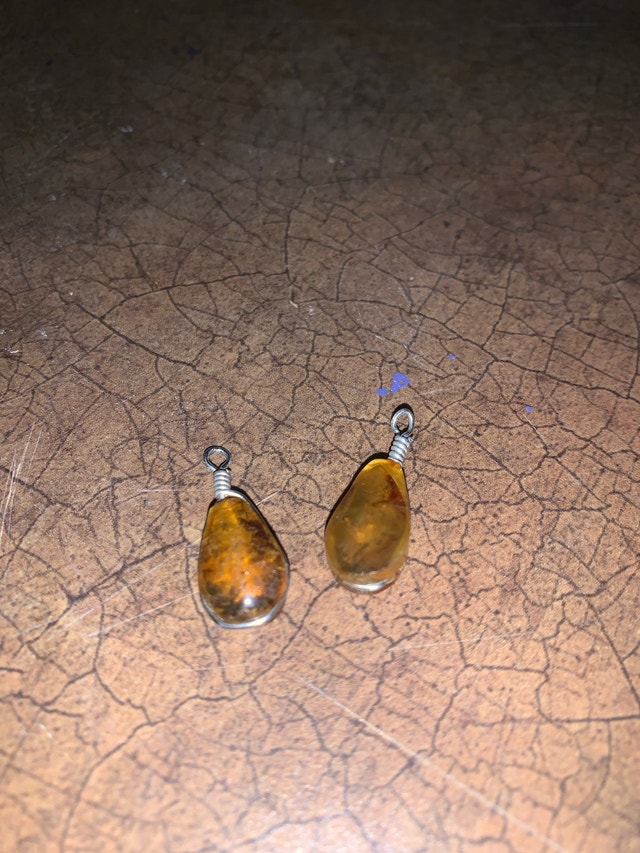 Amber Teardrop Pendants