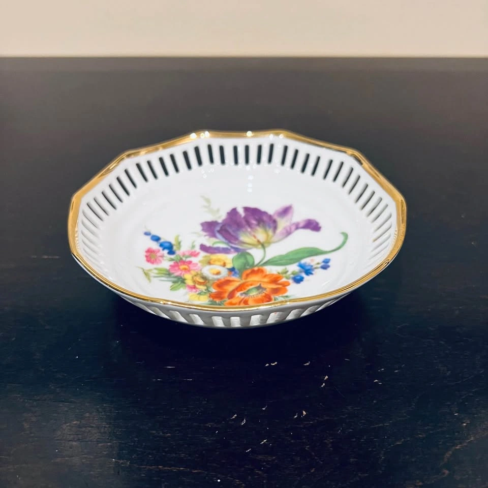Schwarzenhammer Bavaria Germany Reticulated Floral Trinket Dish - photo 2
