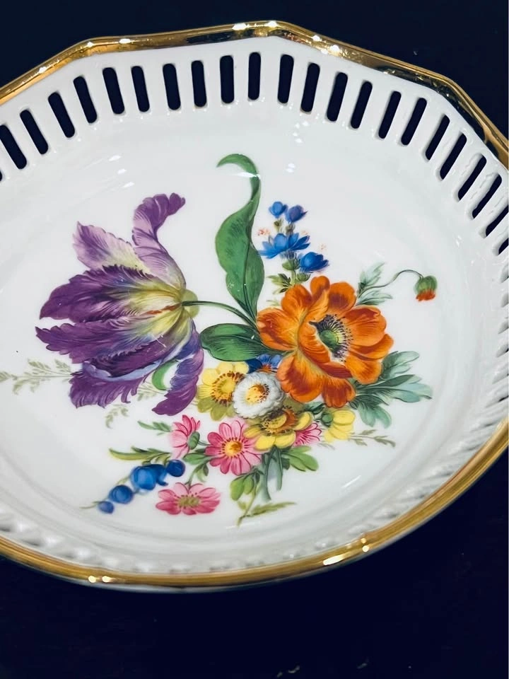 Schwarzenhammer Bavaria Germany Reticulated Floral Trinket Dish - photo 4