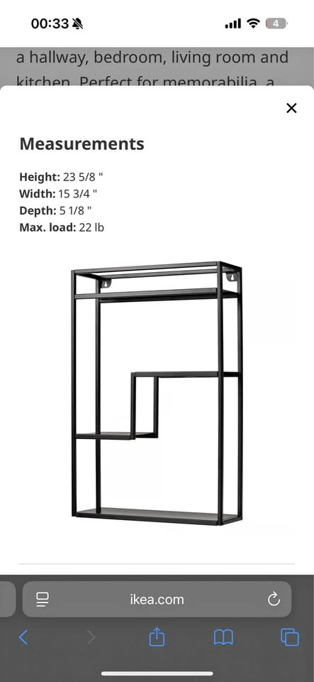 Set of 2 metal wall shelves