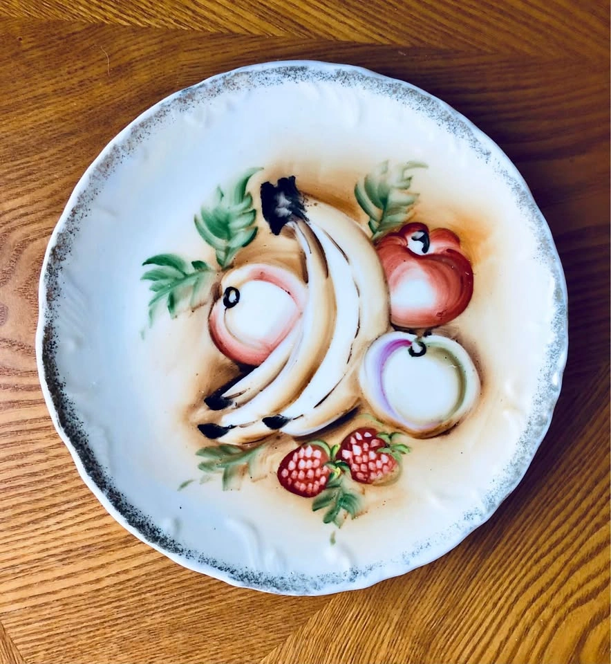 Vintage Decorative Hand Painted Fruit design 8” Plate Made in Ja
