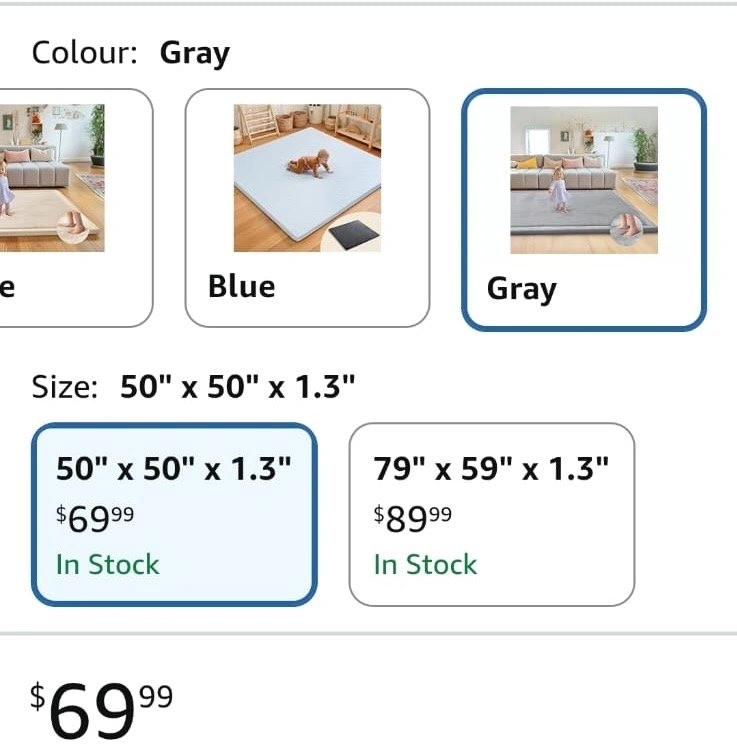 Ultra Soft Thick Baby Play Mat, Gray - New - photo 2