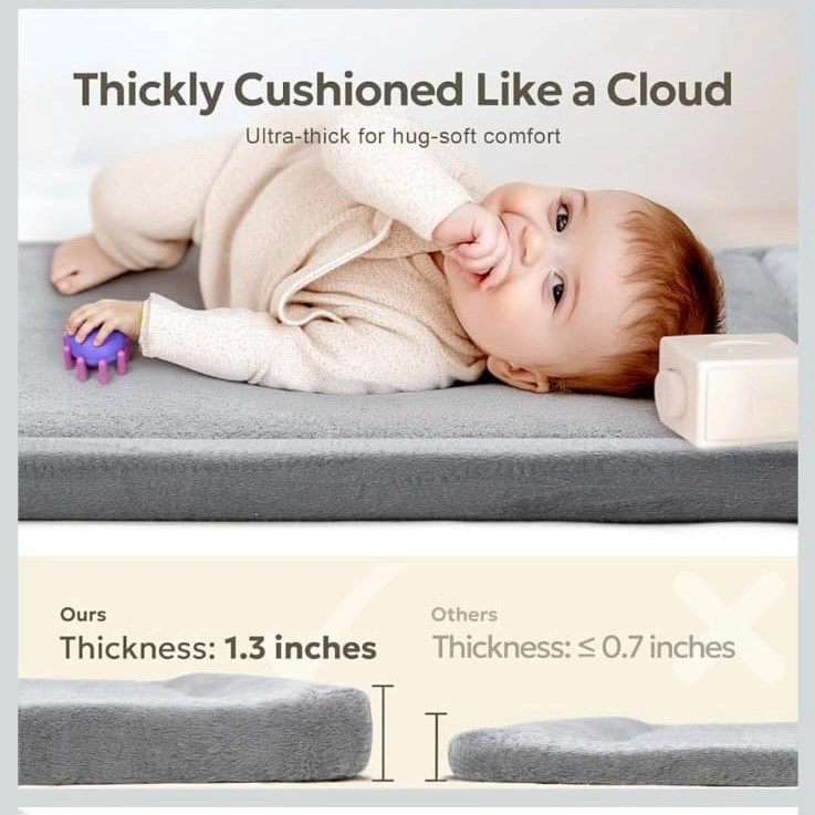 Ultra Soft Thick Baby Play Mat, Gray - New - photo 3
