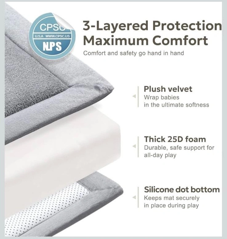 Ultra Soft Thick Baby Play Mat, Gray - New - photo 5