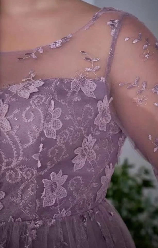 Lavendar Fully Embroidered Lace Dress - Plus Size - photo 3
