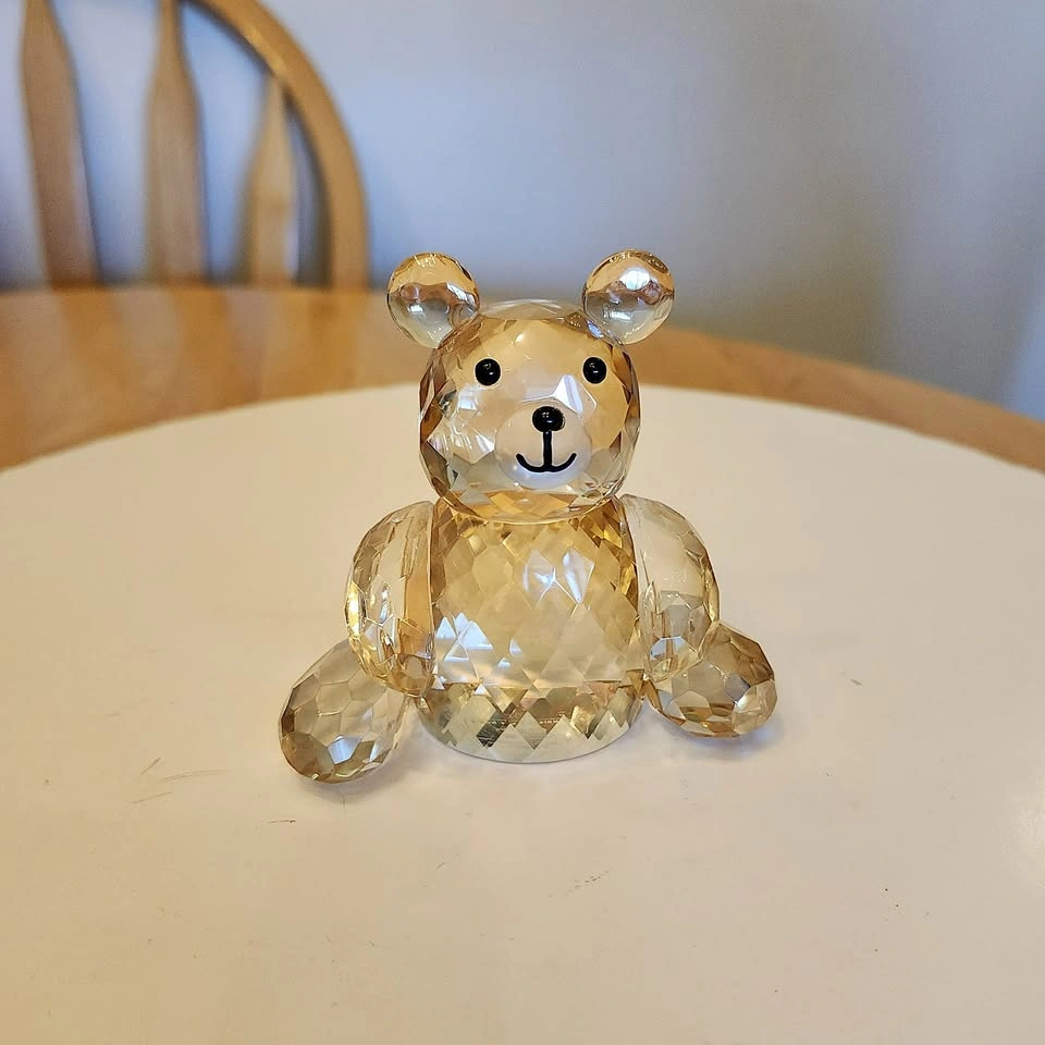 CRYSTAL - Delicate Golden Crystal Bear Figurine Paperweight ⚽️