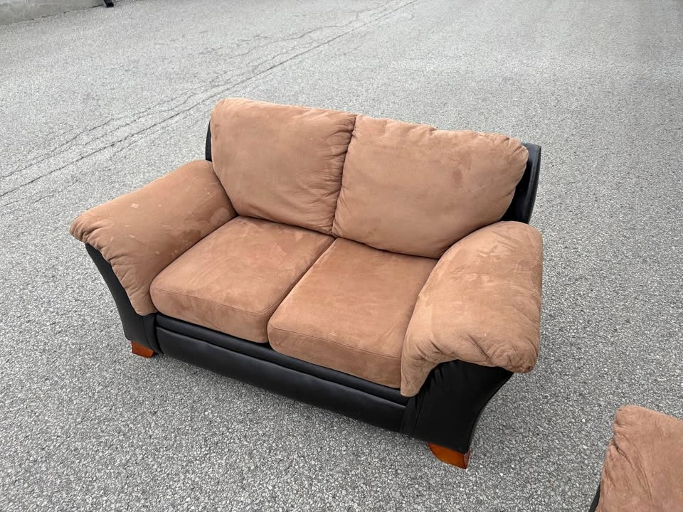 Beige and Brown 2 Seater Love Seat Sofa - Free Delivery
