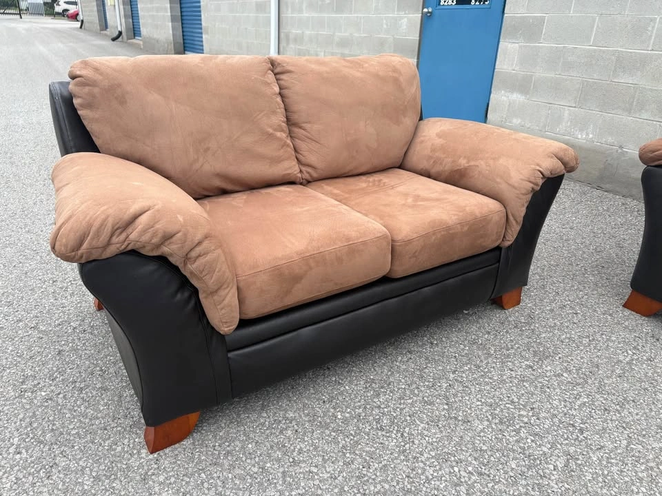 Beige and Brown 2 Seater Love Seat Sofa - Free Delivery - photo 2