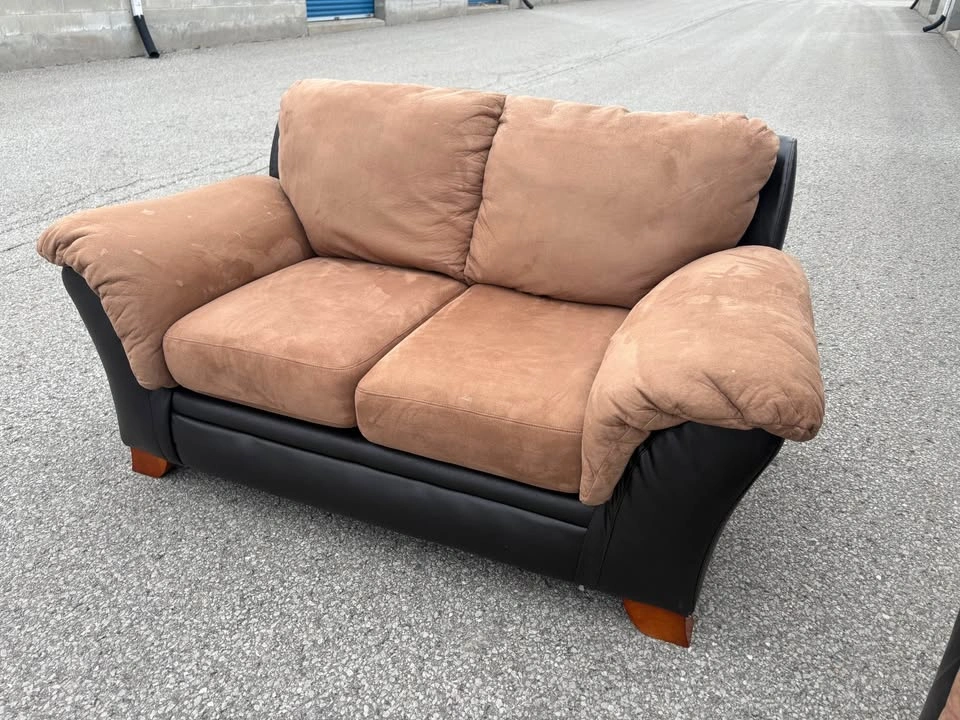 Beige and Brown 2 Seater Love Seat Sofa - Free Delivery - photo 3