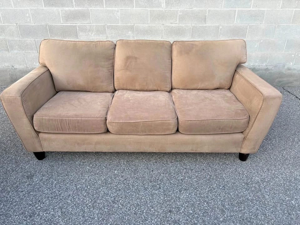 Beige Suede 3 Seater Sofa - Free Delivery