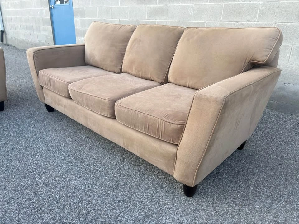 Beige Suede 3 Seater Sofa - Free Delivery - photo 2