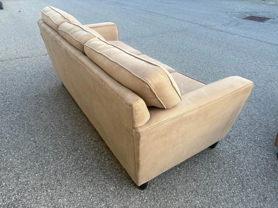 Beige Suede 3 Seater Sofa - Free Delivery - photo 3