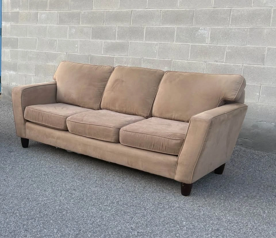 Beige Suede 3 Seater Sofa - Free Delivery - photo 4