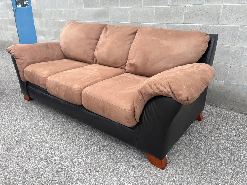 Beige and Brown 3 Seater Sofa - Free Delivery - photo 2