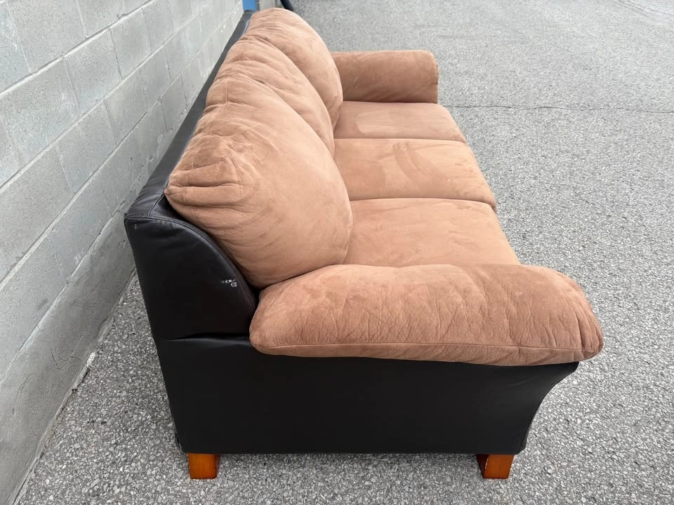 Beige and Brown 3 Seater Sofa - Free Delivery - photo 3