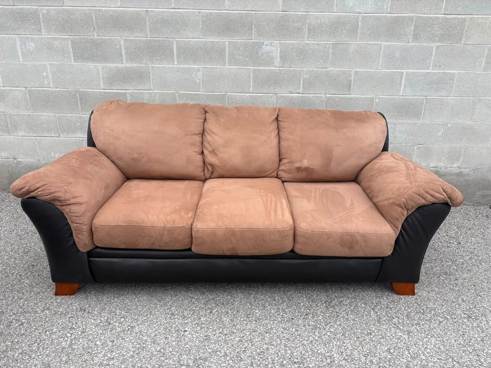 Beige and Brown 3 Seater Sofa - Free Delivery - photo 5