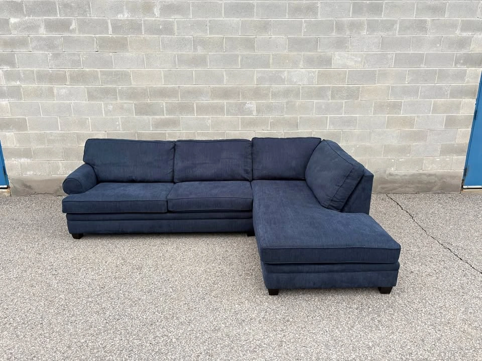 Blue Sectional Couch with Chaise