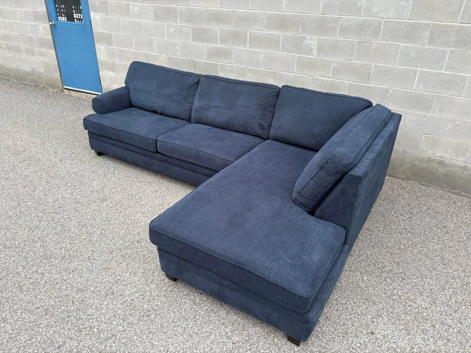 Blue Sectional Couch with Chaise - photo 2